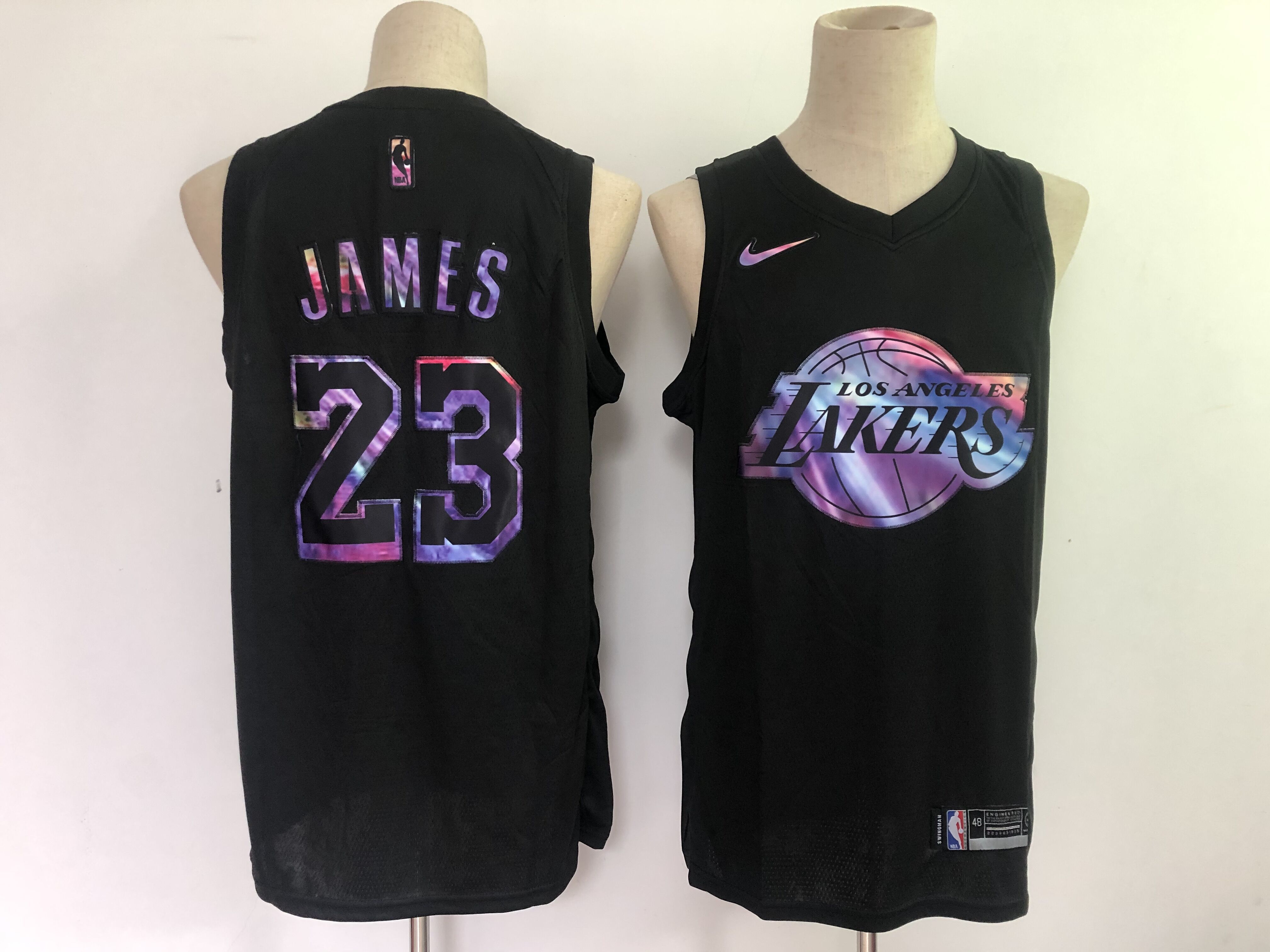 Men Los Angeles Lakers 23 James Black Nike Limited Rainbow version 2021 NBA Jerseys